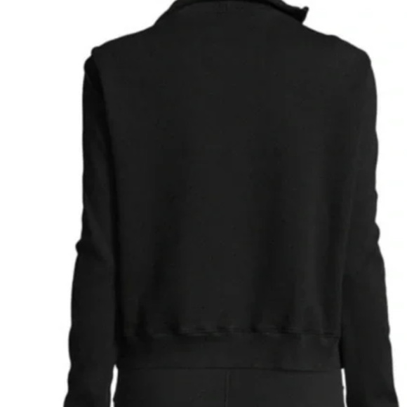 Frank & Eileen Tee Lab Asymmetrical Zip Up Moto Sweatshirt Black Cropped XS - Picture 4 of 10